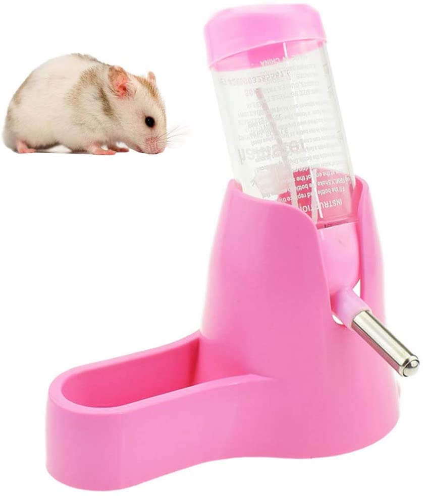 hanging hamster water bottle with a base